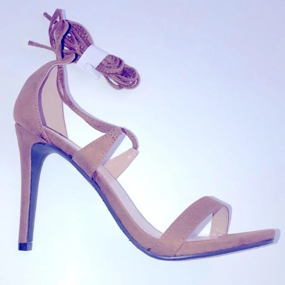 New Glam Brown Lace-up Heels - Picture 3 of 6